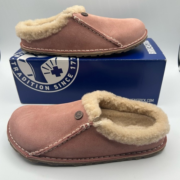 Birkenstock Zermatt Premium Suede Shearling Clogs 38, 7 Narrow Pink Clay New Box - Picture 1 of 11